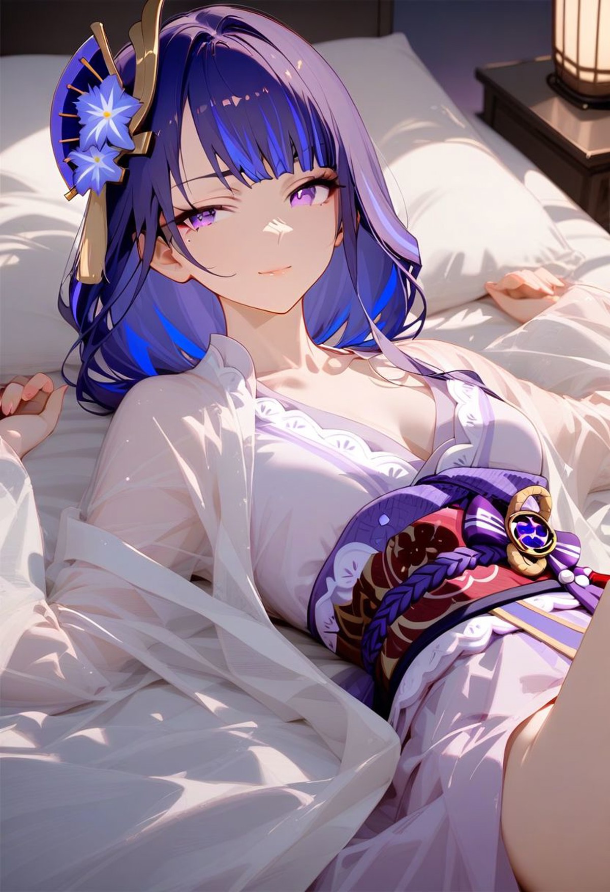 AI绘画StableDiffusion带信息样图（civitai.com网站精选）-躺在床上的性感少女