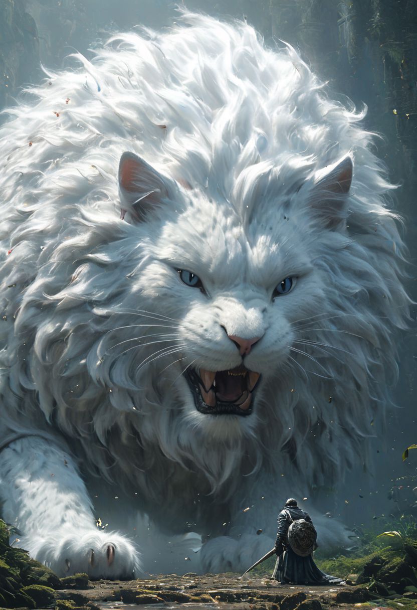 AI绘画StableDiffusion带信息样图（civitai.com网站精选）-白毛狮子猫