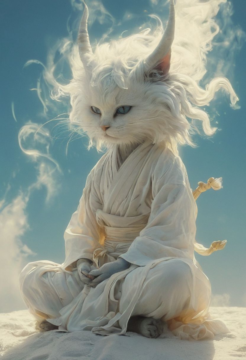 AI绘画StableDiffusion带信息样图（civitai.com网站精选）-参禅打坐的小白猫