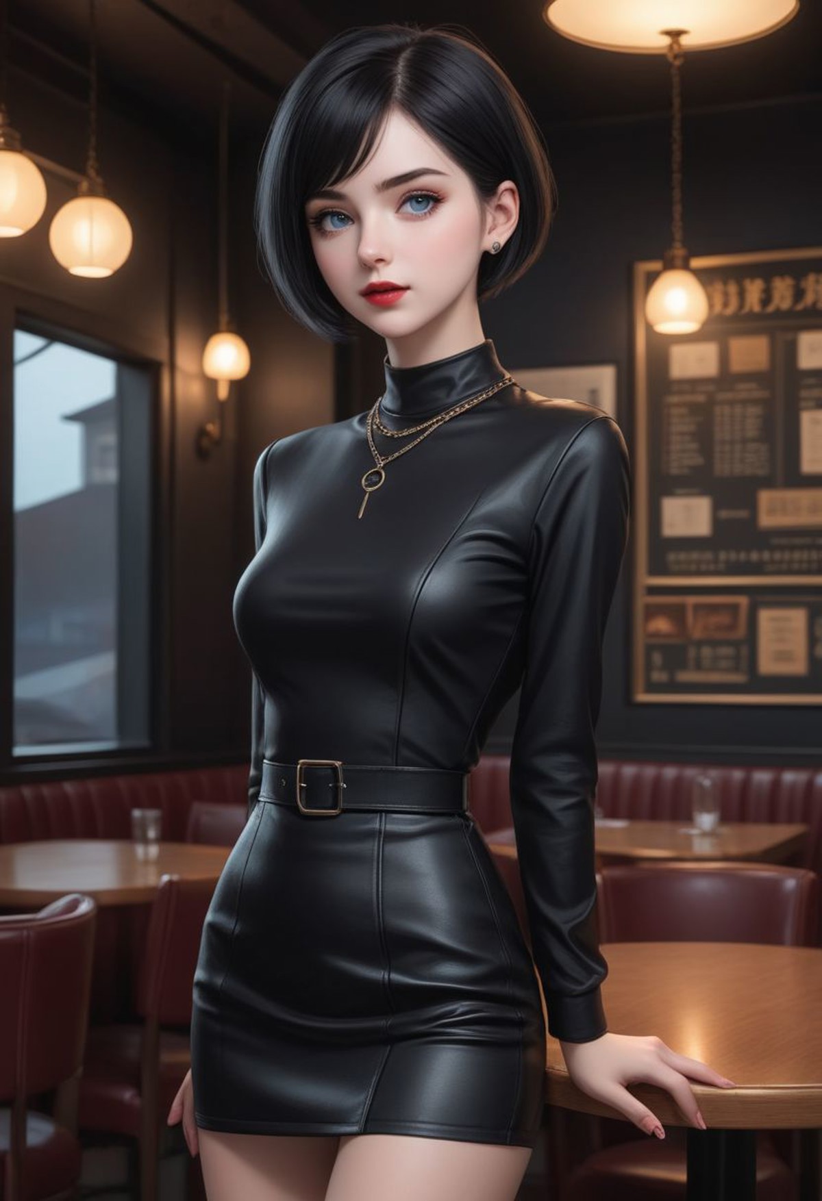 AI绘画StableDiffusion带信息样图（civitai.com网站精选）-紧身黑色连衣裙少女