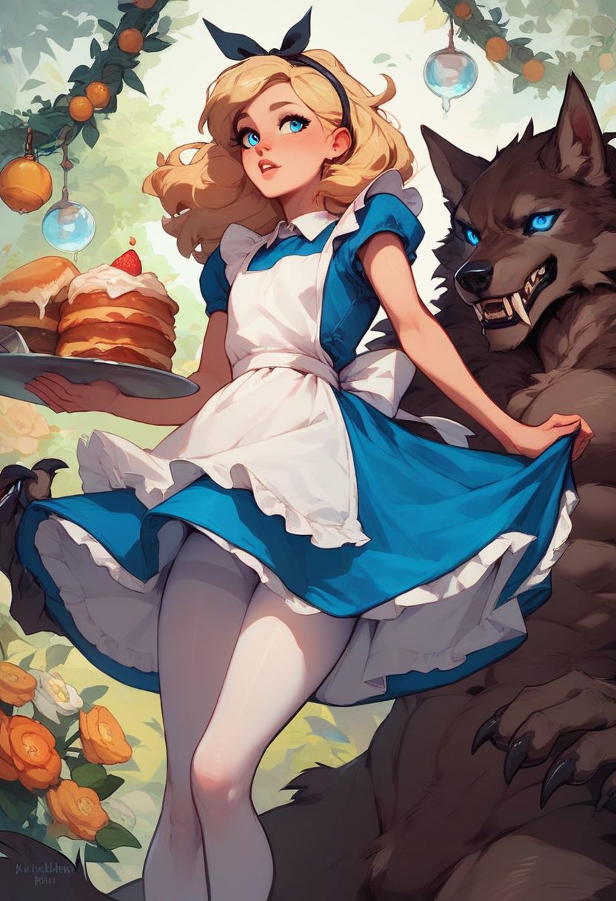 AI绘画StableDiffusion带信息样图（civitai.com网站精选）-白丝少女与大灰狼