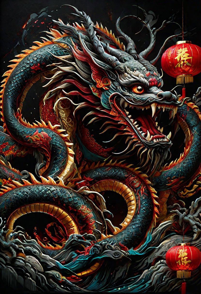 AI绘画StableDiffusion带信息样图（civitai.com网站精选）-凶恶的中国龙