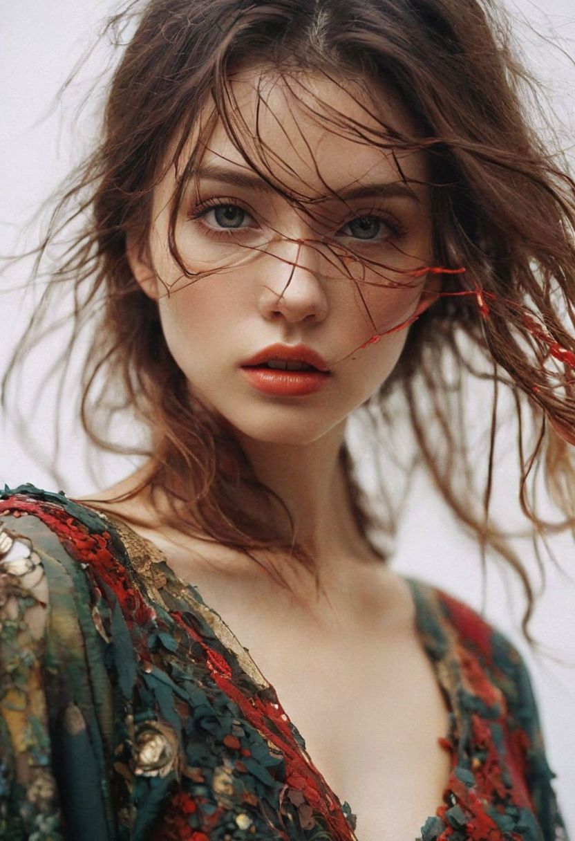 AI绘画StableDiffusion带信息样图（civitai.com网站精选）-头发凌乱的少女