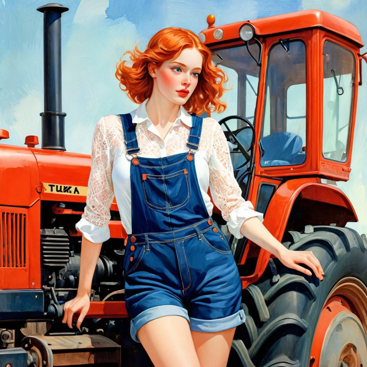 AI绘画StableDiffusion带信息样图（civitai.com网站精选）-金发女拖拉机手