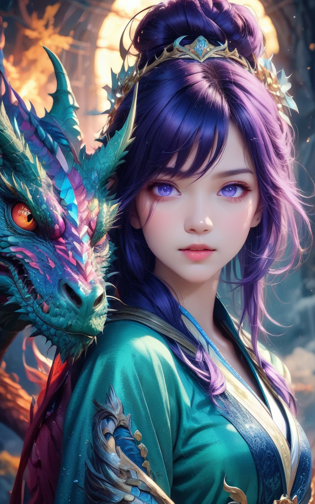 AI绘画StableDiffusion带信息样图（civitai.com网站精选）-龙与少女