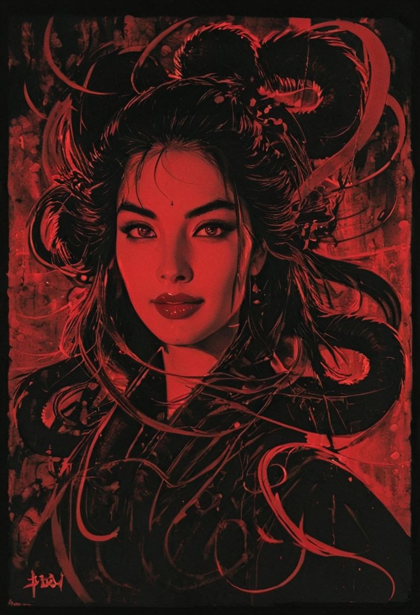 AI绘画StableDiffusion带信息样图（civitai.com网站精选）-美妇版画