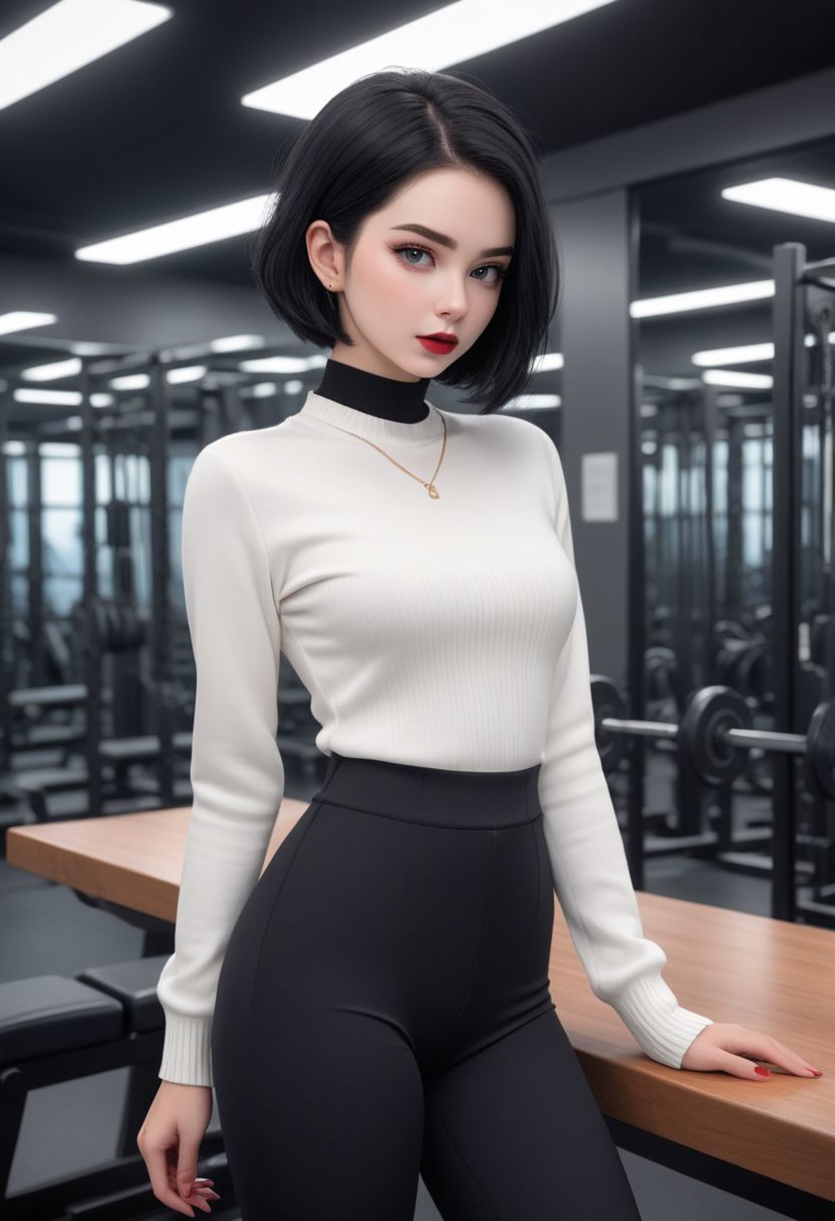 AI绘画StableDiffusion带信息样图（civitai.com网站精选）-白衣黑裤美少女