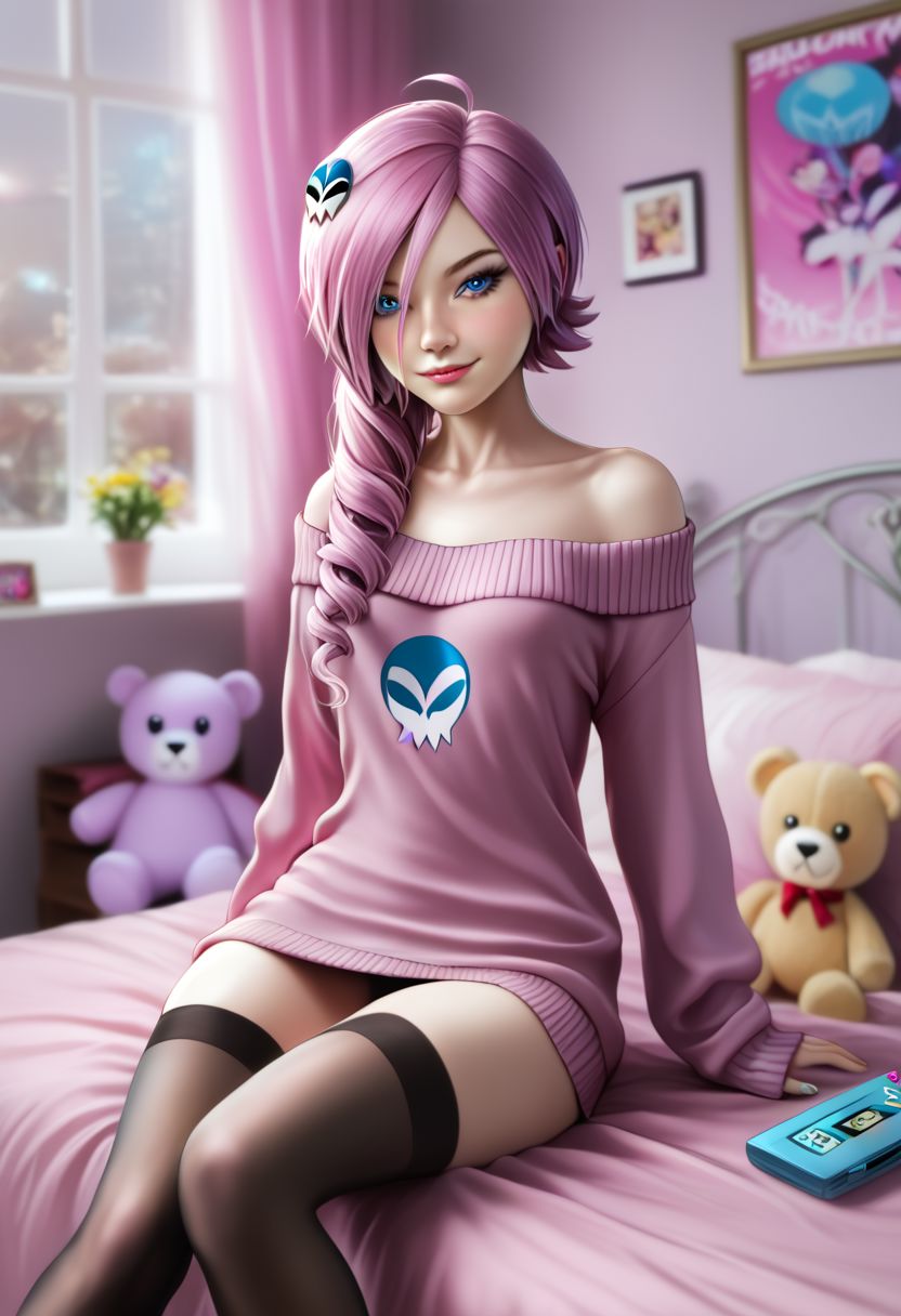AI绘画StableDiffusion带信息样图（civitai.com网站精选）-粉衣黑丝少女