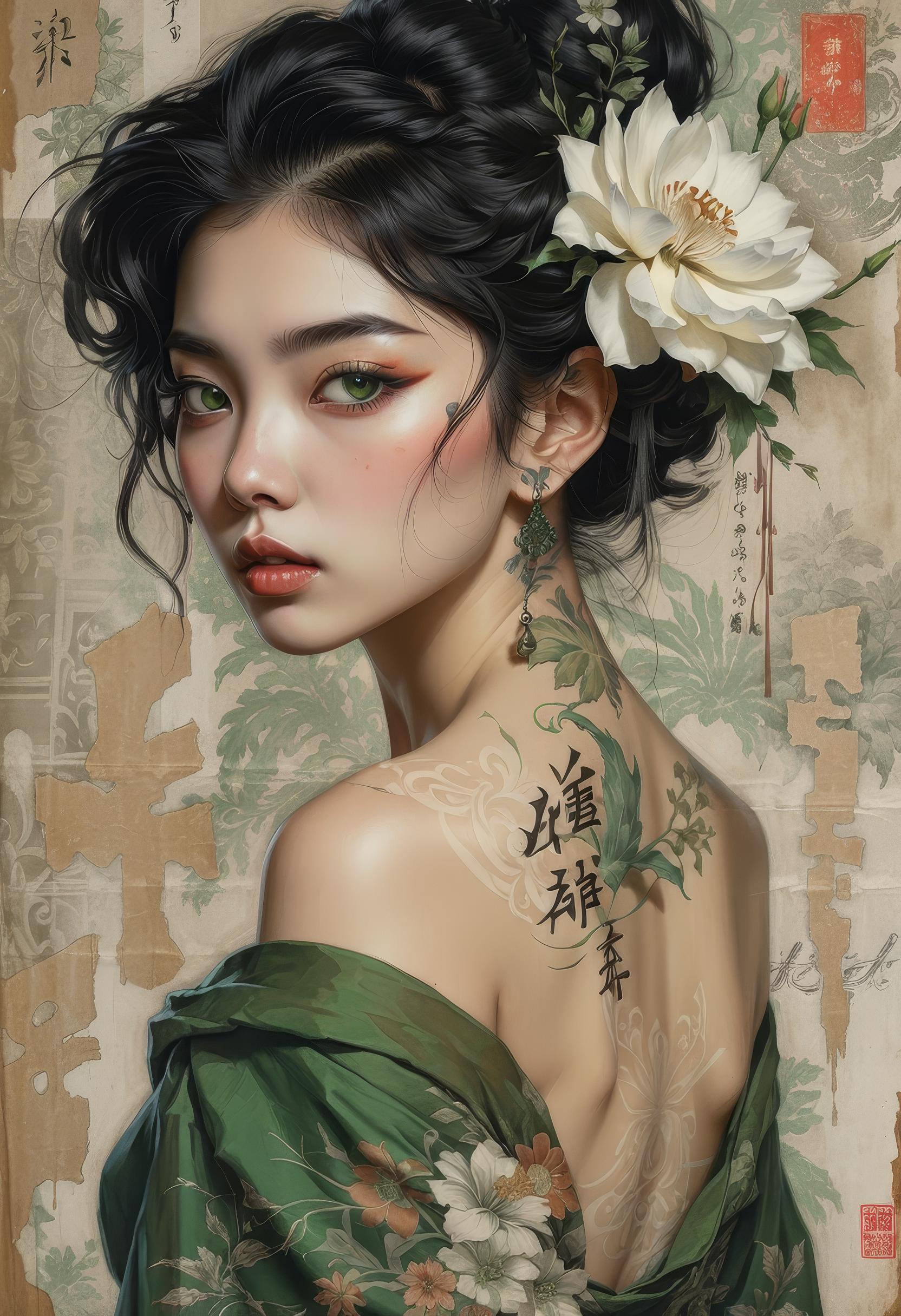 AI绘画StableDiffusion带信息样图（civitai.com网站精选）-戴花的少女
