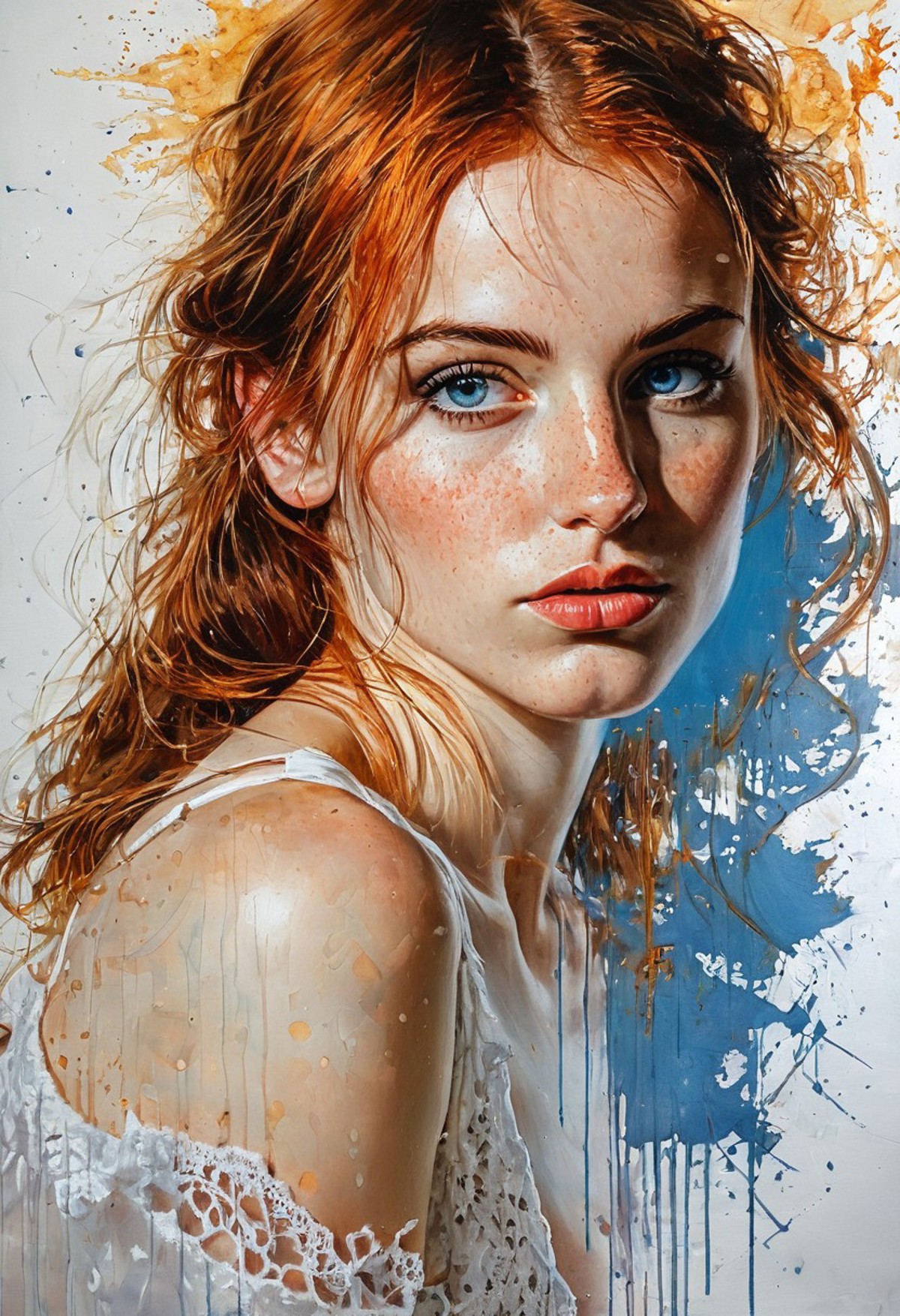 AI绘画StableDiffusion带信息样图（civitai.com网站精选）-油画金发美女