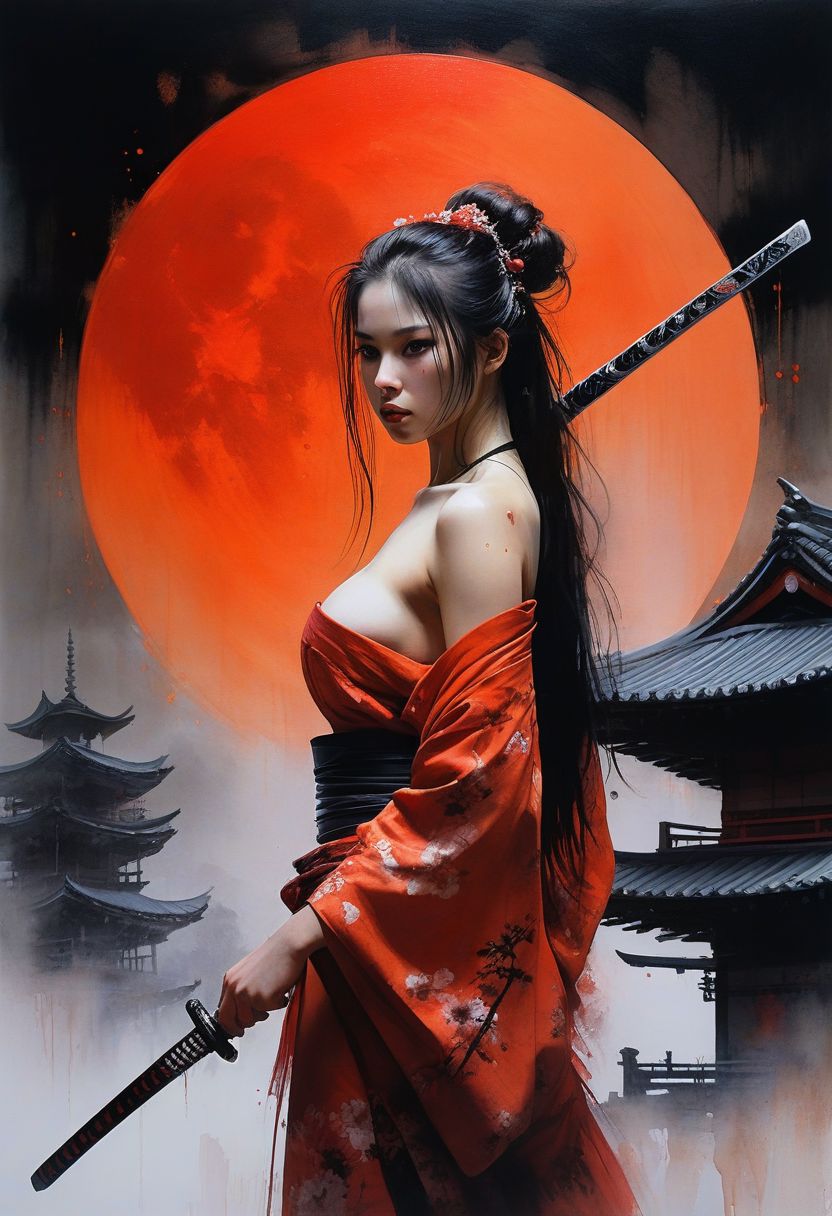 AI绘画StableDiffusion带信息样图（civitai.com网站精选）-夕阳下性感的女武士