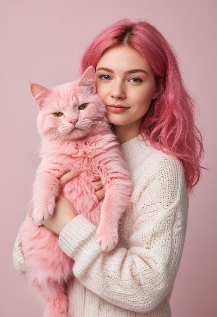 AI绘画StableDiffusion带信息样图（civitai.com网站精选）-粉色少女和粉色小猫咪