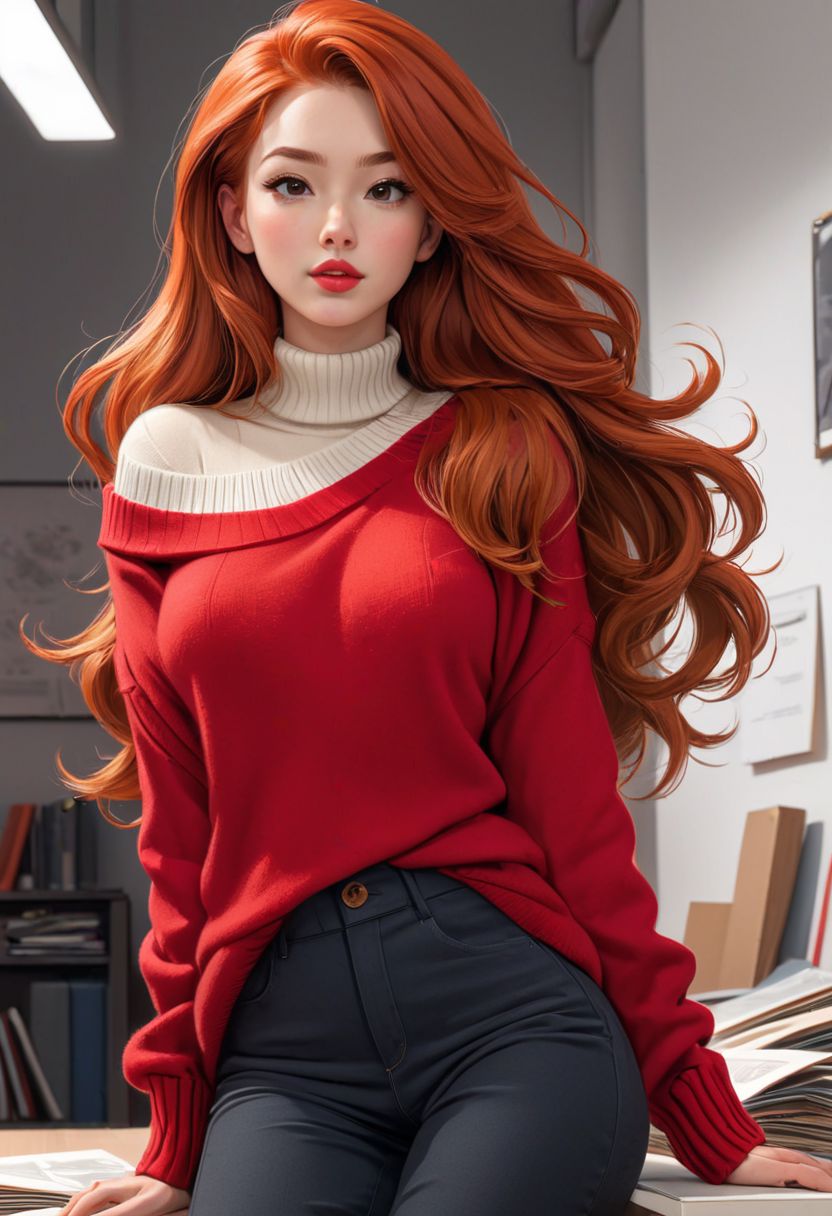 AI绘画StableDiffusion带信息样图（civitai.com网站精选）-红毛衣少女