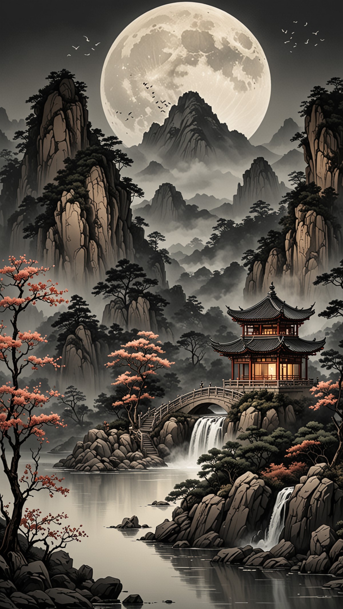 AI绘画StableDiffusion带信息样图（civitai.com网站精选）-水墨山水国画