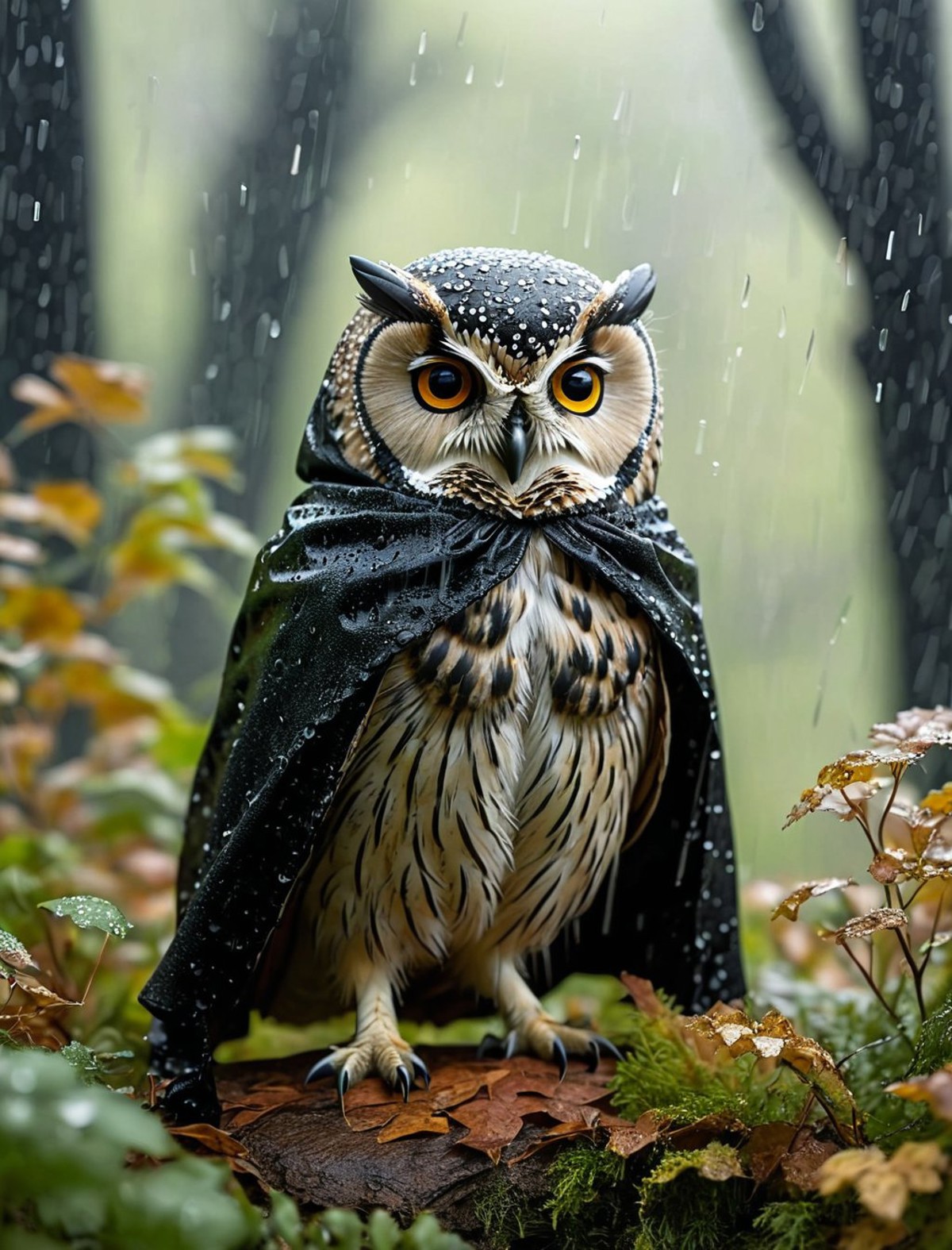 AI绘画StableDiffusion带信息样图（civitai.com网站精选）-穿雨衣的猫头鹰